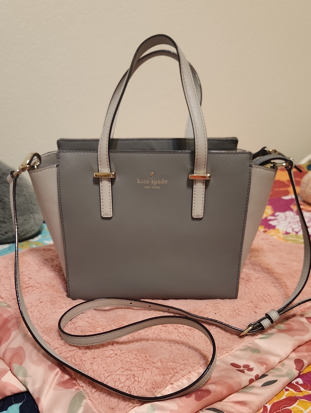 kate spade Two-Tone Light Gray Satchel with Pale Gray Sides